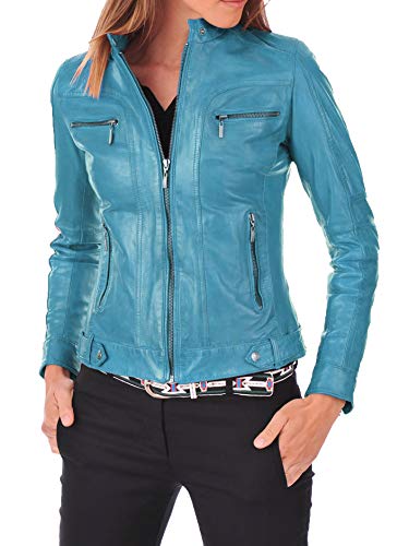 Benjer Skins Women's Leather Jacket Stylish Motorcycle Biker Genuine Lambskin 19