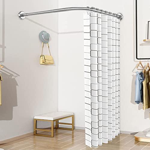 Tringle à rideau de douche incurvée sans perçage extensible en L ajustable - 3