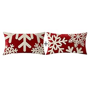 NIDITW Set of 2 Happy Holidays Snowflakes Falling Red Cotton Linen Throw Pillowcase Cushion Cover Sofa Chair Decorative Rectangle 12x20 Inches (25) NIDITW Set of 2 Happy Holidays Snowflakes Falling Red Cotton Linen Throw Pillowcase Cushion Cover Sofa Chair Decorative Rectangle 12×20 Inches 25