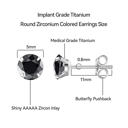 Limerencia Hypoallergenic G23 Titanium Earrings, F136 Implant Grade Pure Titanium, Suitable for Sensitive Ears with Birthstone Crystals CZ Simulated Diamonds3
