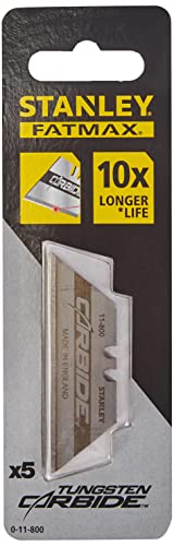 Stanley FatMax Carbide ostrza trapezowe Pro 0-11-800 (trwałe i twardsze dzięki zastosowaniu stopu węglika wolframu, odporne na pęknięcia i elastyczne, 5 sztuk)