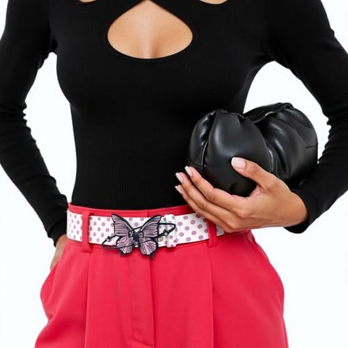 Stylish Dotted Print Butterfly Clasp Waistband For Women Pants Skirt And Casual Outfit Fashion Belt Waist Decoration3