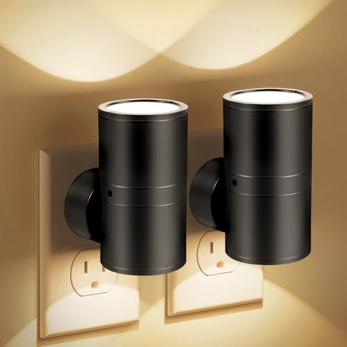 Enchufe de luz nocturna led, Luzes nocturnas modernas enchufadas en la pared, Sensor del atardecer al amanecer, Blanco suave 3000K-4500K, Brillo ajustable de 0-100LM, Luzes nocturnas dimmables para la