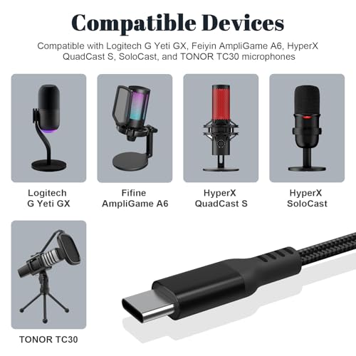 Câble de microphone USB-C Saipomor 3m pour Fifine AmpliGame A6 et HyperX - 2