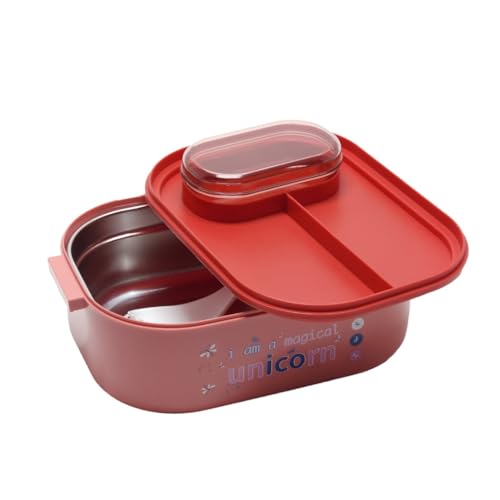 Image of Crackles Thermal Stainless Steel Unicorn Cartoon print Insulated Stainless Steel Lunch Box With a fork For Boys /Girls School (700 Ml ) Random Color