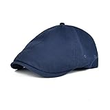 VOBOOM Cotton Washing Flat Cap Cabbie Hat Gatsby Ivy Irish Hunting Newsboy (Navy)