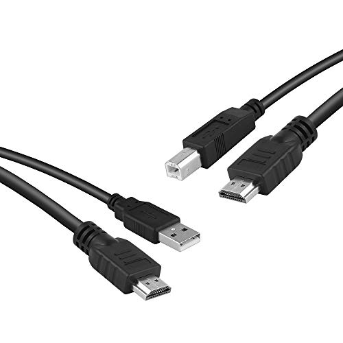 OLLGEN 5 ft 1.5M USB 2.0 Standard Twin HDMI Cable,USB KVM Cable USB Type A to USB Type B Printer Cord for CRT PC Monitor KVM Switcher - Thumbnail 5