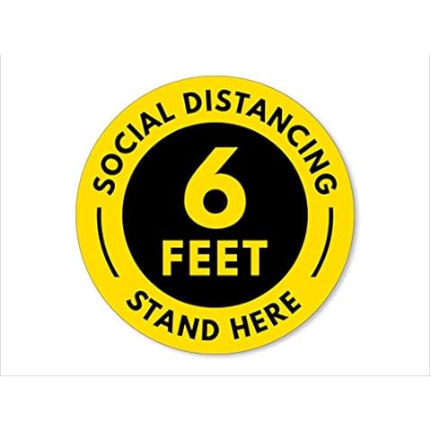 Imagine Signs | Premium Social Distancing Floor Decals | Yellow | 12" Round | Pack of 2 Cover