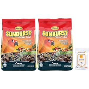 Bundle (2) Higgins Sunburst Gourmet Blend Conure Bird Food (3 lb Each) with AuroraPet Wipes