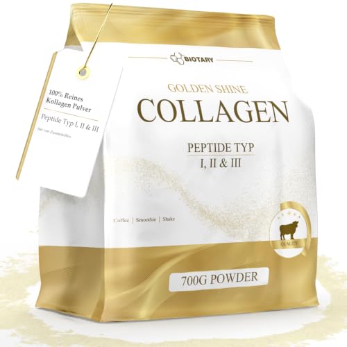 BIOTARY Kollagen Pulver 700g 100% reines Kollagen Hydrolysat Peptide Typ 1 2 und 3 exzellente Löslichkeit geschmacksneutral reine Rezeptur geprüfte Qualität