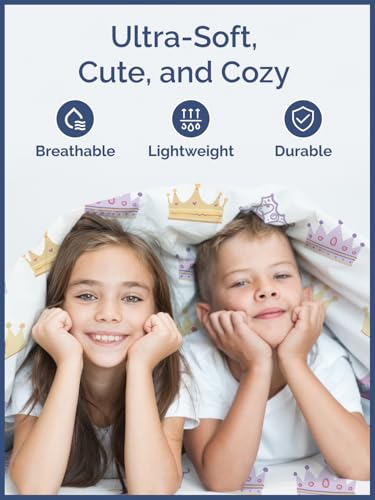 Image of Kids Twin Princess Crowns Bed Sheets - 3 Piece Princess Crowns Sheet Set