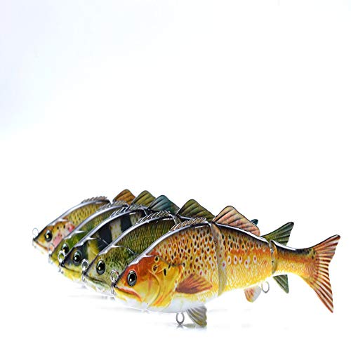 Yialia Isca de pesca biônica isca afundando corpo duro isca de pesca de 3 segmentos isca de pesca mu