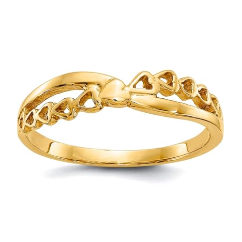 Bague en or jaune massif bague femme croix religieuse et cœur poli taille 7