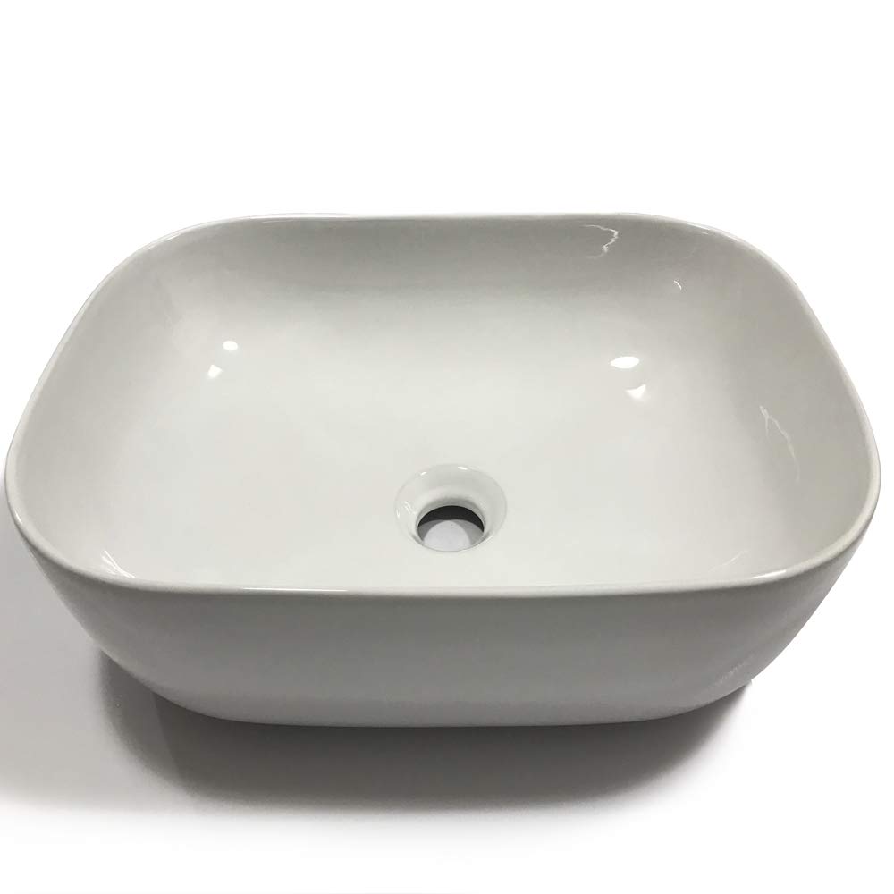 Lavabo Da Appoggio Ceramica Bianco Rettangolare Lavandino Lavello Arredo 45,5x32,5x13,5 Cm