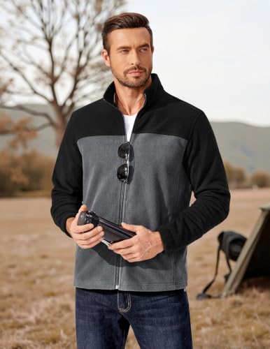 Image of COOFANDY Mens Polar Fleece Jacket Lightweight Full Zip Jackets Outdoor Coat