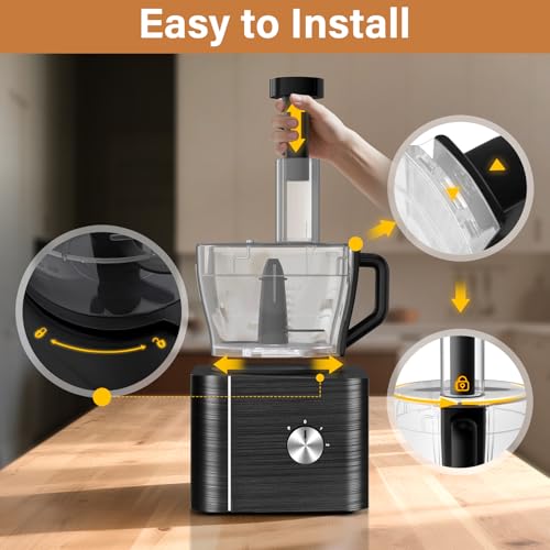 TopStrong Küchenmaschine, 1100W Food Processor, 3.2L Schüssel &1,5L Behälter, Multifunktional mit Hacken, Schneiden, Kneten, Entsaften, 3 Geschwindigkeiten & Pulsfunktion, Schwarz