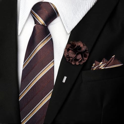 Image of DiBanGu Silk Zipper Ties for Men, Formal Pre-tied Necktie | Adjustable Tie,6PCS,Various Design Styles,Jacquard Woven,Skin-friendly,Practical Gift,Great for Wedding Party,Business Formal