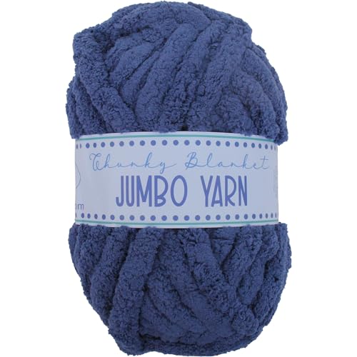 Image of ThreadArt Chunky Chenille Yarn for Hand Knitting, Jumbo, Royal Blue | Soft jumbo chenille yarn for hand knit and crochet. Make blankets, plushies & crochet projects. DIY quick projects.
