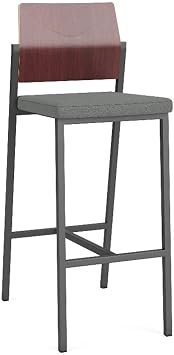 Avon Reception Cafe Stool UPH Seat HPL Back/Charcoal Steel/Mahogany/Gray
