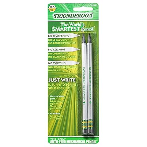Ticonderoga Sensematic ołówek mechaniczny, ołówek 0,7 mm, srebrny, 2 szt