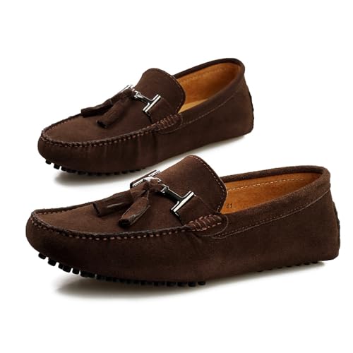 Fashion Mens Handmade Suede Leather Casual Loafers Shoes Plus Size Soft Comfortable Driving Walking Shoes2