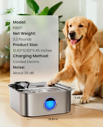 oneisall 10L Stainless Steel Dog Water Fountain for Large Dogs — view 7