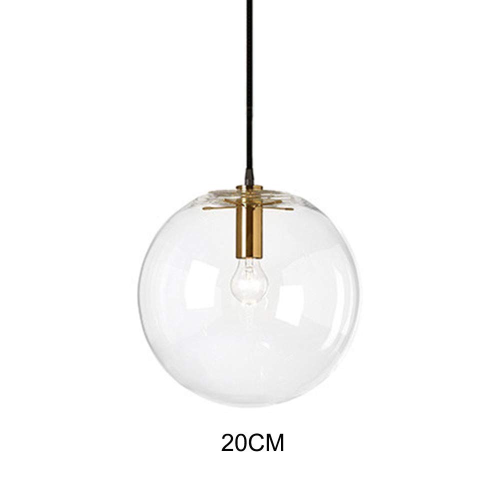 Lámpara de Cristal Colgante de Cristal LED esférica clásica esférica Lámpara de Vidrio con una luz única Creativa, Base de luz de Techo E27 Soporte de luz Dorado (20CM)