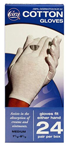 Cara Moisturizing Eczema 100% Premium Cotton Gloves, Medium, White, 24 Pair #TOP1
