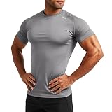 [BROKIG] 冷感 tシャツ メンズ 半袖 ジム ティーシャツ 吸汗 速乾 スポーツシャツ メッシュ 筋トレ 運動(ダークグレー XXL)
