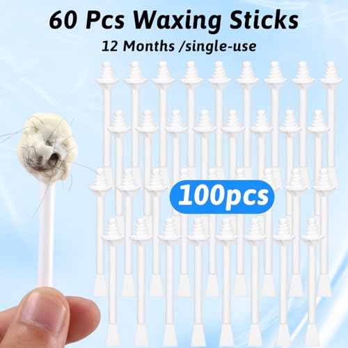 100 sztuk pałeczek do wosku do nosa, aplikatory do włosów w nosie, podwójne zastosowanie, wosk do nosa, pałeczki z tworzywa sztucznego, aplikatory do czyszczenia nozdrzy dla mężczyzn i kobiet
