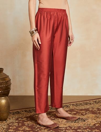 Image of Amazon Brand - Myx Women's Embroidered Kalidar Kurta Pant Set with Organza Dupatta (Available in Plus Sizes)