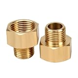 DIPZO 2er-Set Messing Rohrverschraubungen, 3/8-Zoll Innengewinde auf 1/4-Zoll Außengewinde, langlebiger Gasanschluss für LPG-Gastanks