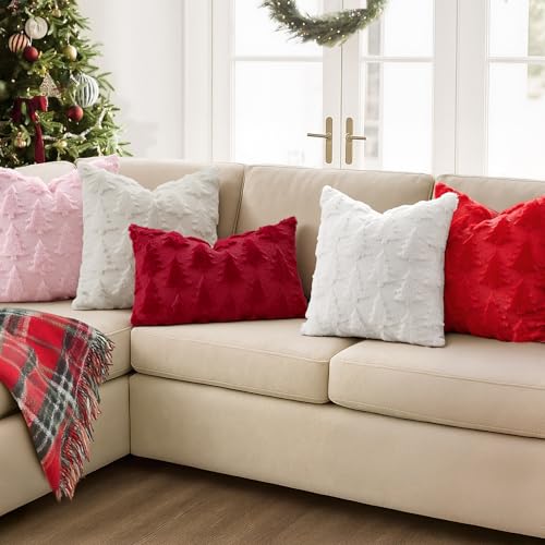 Image of MIULEE Christmas Throw Pillow Covers Red Set of 2 12x20 Lumbar