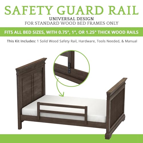 Image of CC KITS Safety Guard Rail for Baby, Kids, and Children - Solid Wood Safety Bed Rail for Toddlers - Easy Installation - Premium Protection for Bunk, Twin, Full, Queen and King Size Beds - (River Rock)