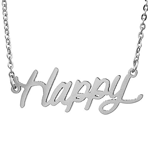 Words Pendant Charm Necklace Christmas Gifts, Happy