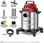 Vacmaster Red Edition VOC508S 1101 Stainless Steel Wet Dry Shop Vacuum 5 Gallon 4 Peak HP 16kPa Powerful Suction 1-1/4 inch Hose with Blower Function