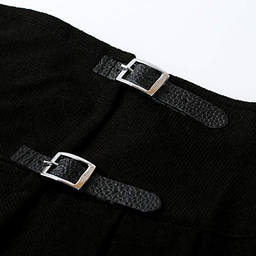 Womens 16.5 in Scottish Tartan Mini Kilt Skirt Plain Black 6 US3