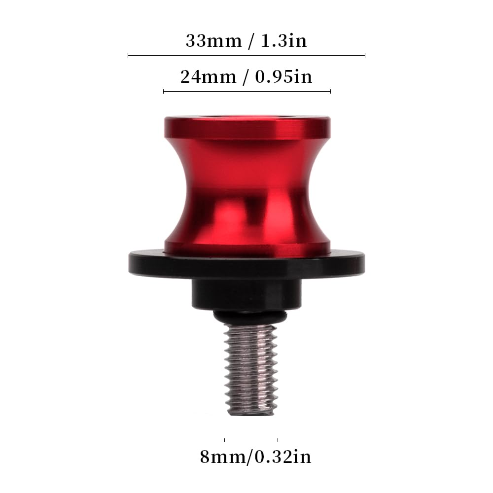 M8 Paddock Stand Bobbins para Z900 2017-2024 Bobbins Bobins Bobins Bobins para el Paddock Stand M8 Motocicleta Bobbins Z900 Accesorios (Rojo)