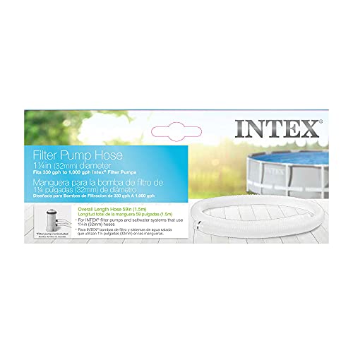 Intex 1.25" Diameter Easy To Install Accessory Pool Pump Replacement Hose - 59" Long For Intex Models 607 And 637, (2 Pack) #TOP3