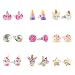 SkyWiseWin Hypoallergenic Earrings Set for Little Girls, Children's Colorful Cute Unicorn Earrings for Kids