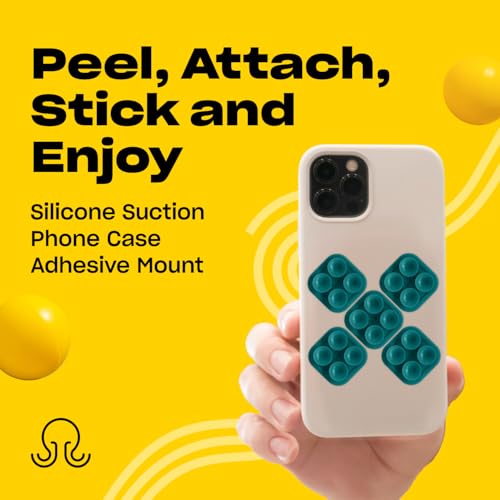 OCTOBUDDY Mini Silicone Suction Phone Case Adhesive Mounts - Hands-Free, Strong Grip Holder for Selfies and Videos - Durable, Easy to Use - iPhone and Android Compatible - 6 x 1" x 1", Teal