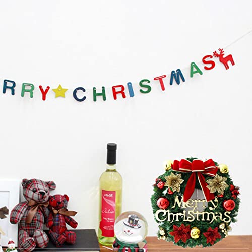 Guirlanda de natal com nó de laço flores falsas bolas 20 polegadas feliz natal guirlanda de suspensã