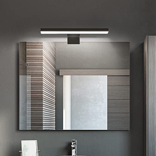 ERWEY 2 in 1 LED Badleuchte IP44 Spiegelleuchte Kaltweiß Schminklicht Badezimmer 230V Schrankleuchte Spiegelschrank Aufbauleuchte Bad Klemmleuchte (Schwarz 30cm 6000K 5W)