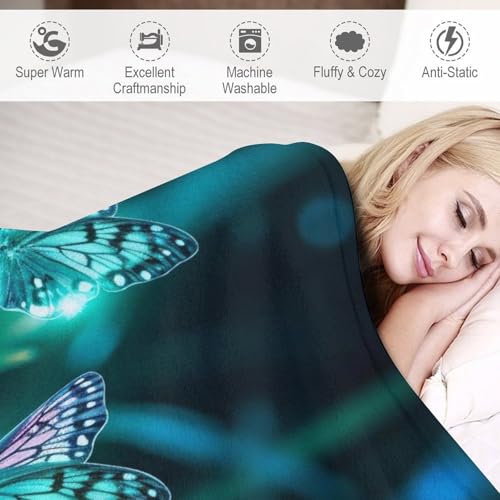 Manta de forro polar con mariposas cómoda para el frío en el sofá 6