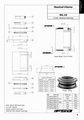 FSA Serie sterzo interno semi integrato No.10 1-1/8" 8,2 mm Top Cone ZS44, nero, XTE1600
