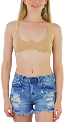 ToBeInStyle Sutiã esportivo feminino sem costura alça espaguete de suporte ativo, Decote em U nas co