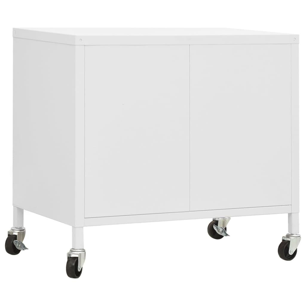 vidaXL Lagerschrank Weiß 60x35x56cm Stahl Sideboard Schrank mit Rollen Büroschrank Metallschrank Aufbewahrungsschrank Büromöbel Stahlschrank