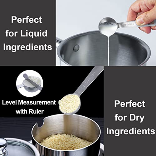 20Pcs Measuring Cups And Measuring Spoons Set, Food-Grade Stainless Steel Measure Cup Set For Cooking Baking Measurement, Including 7 Cups, 9 Spoons, Level, Magnetic Chart, Stackable Measuring Set #TOP3