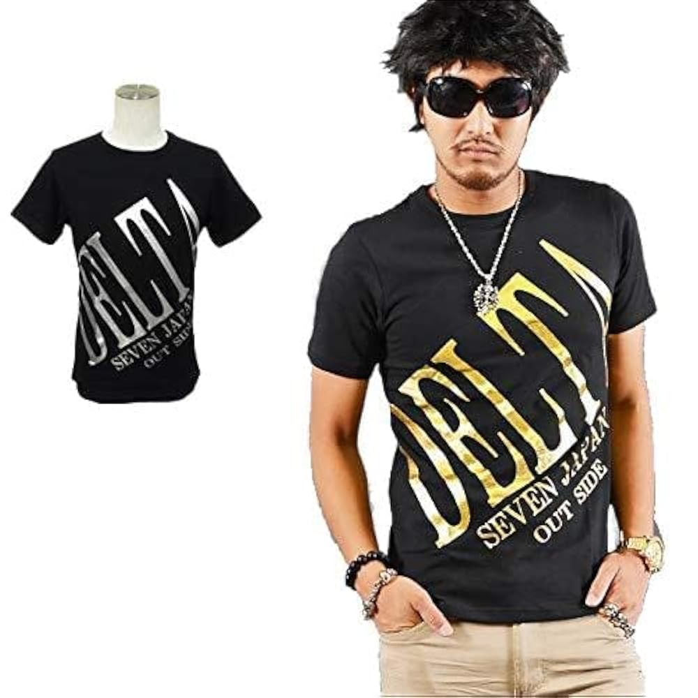 Amazon | [デルタセブン] 箔プリント半袖Tシャツ メンズ M