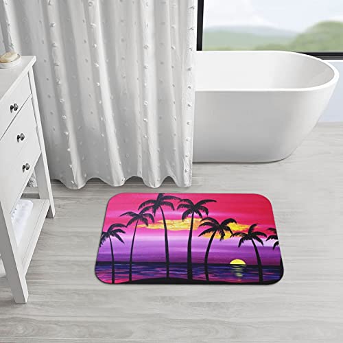 Tapis de bain diatomée palmier tropical pour douche - 4
